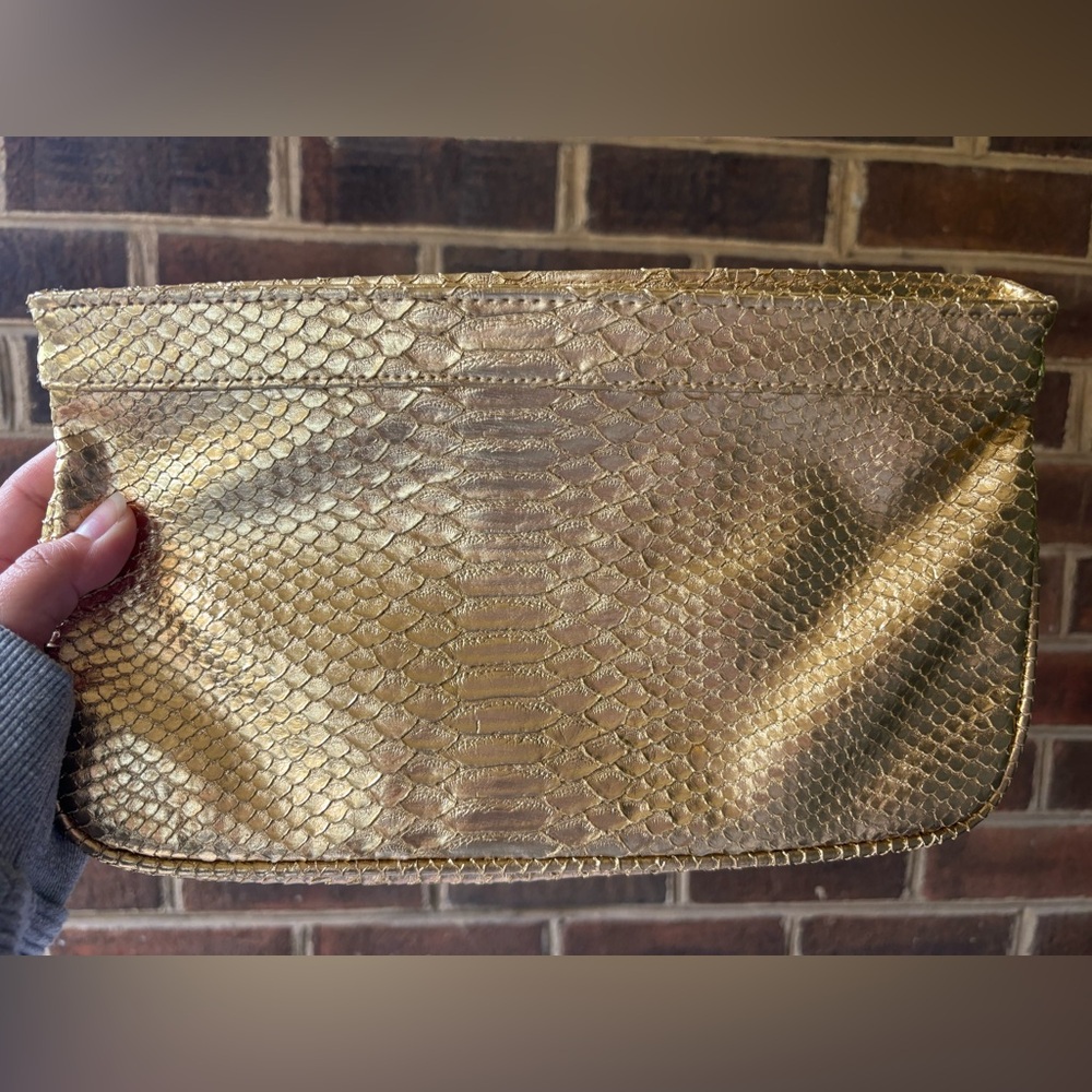 GUESS Gold Snake Skin Embossed Clutch